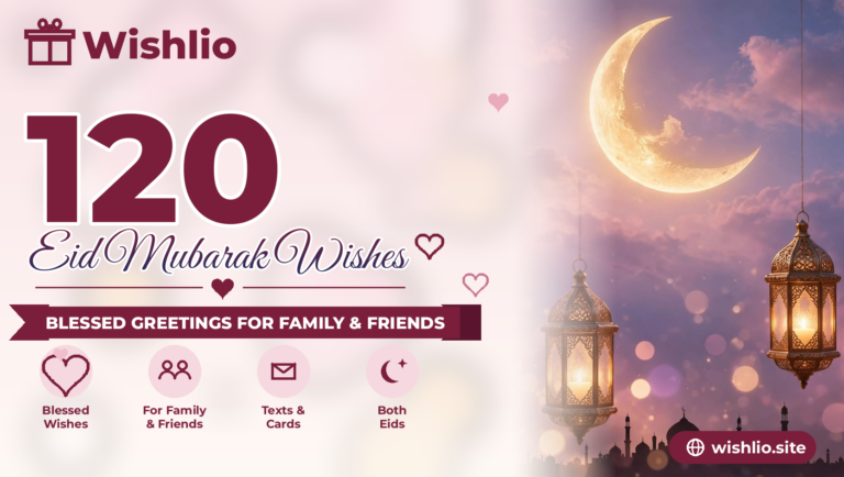 120 Eid Mubarak wishes card with crescent moon and lantern